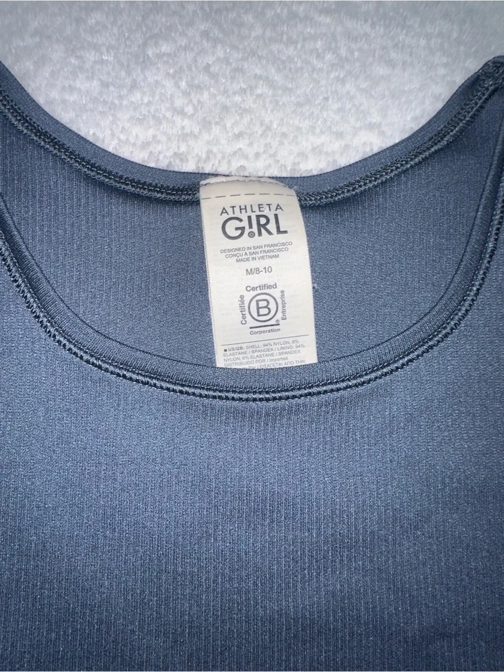 Athleta Girl Rib Crop Tee Gray Seamless Stretch Compression Medium M Blue